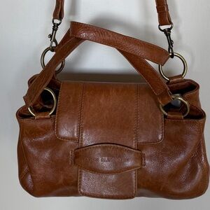 Derek Alexander Cognac Leather Organizer Crossbody Bag Multi Pocket
